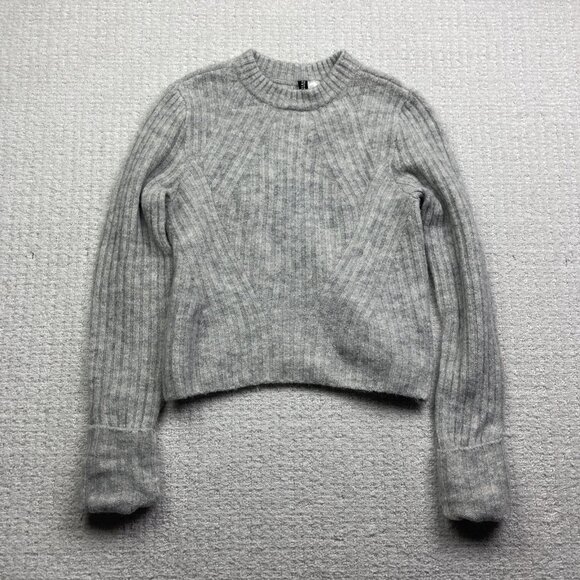 H&M Grey Chunky Knit Crewneck Cozy Thick Wool Alpaca Blend Sweater XSmall Read* - Picture 1 of 16